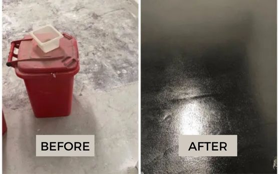Before And After - Coloured Epoxy Flooring Project