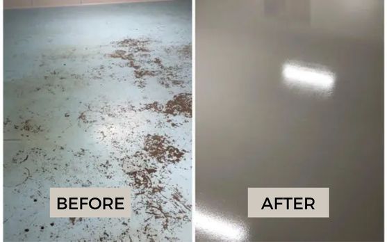 Before And After Completed Coloured Epoxy Flooring Project
